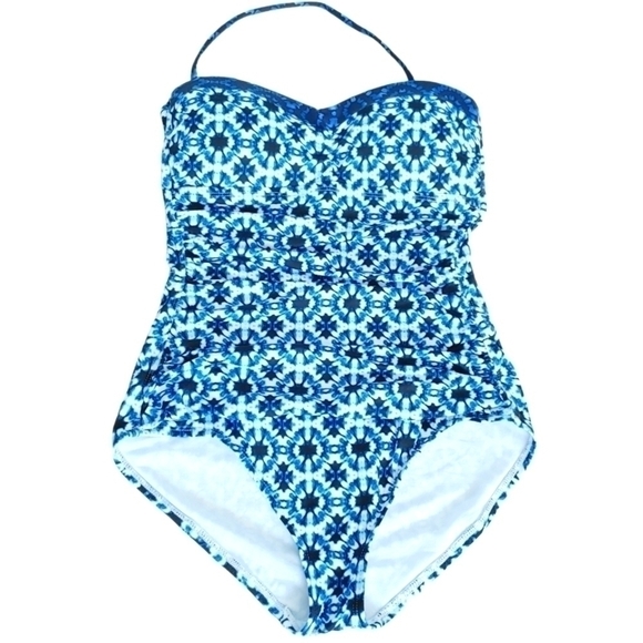 TOMMY BAHAMA Shibori splash bandeau one piece swimsuit - Picture 2 of 16